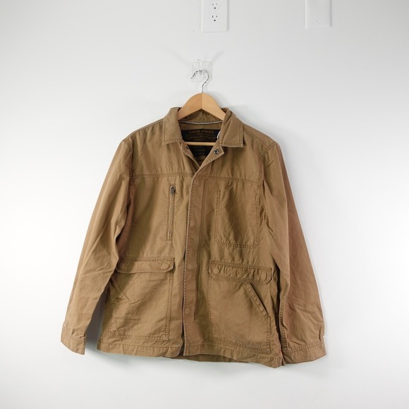 Davie Jones Jacket Mens Large Brown Canvas Chore Utility Workwear Military Ranch